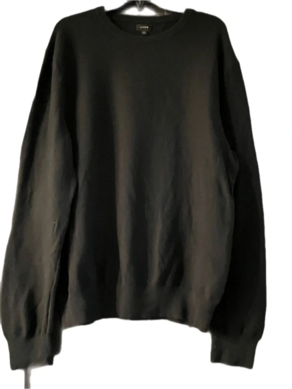 J Crew Black Cotton Knit Garter Stitch Crewneck Sweater XXL Minimalist